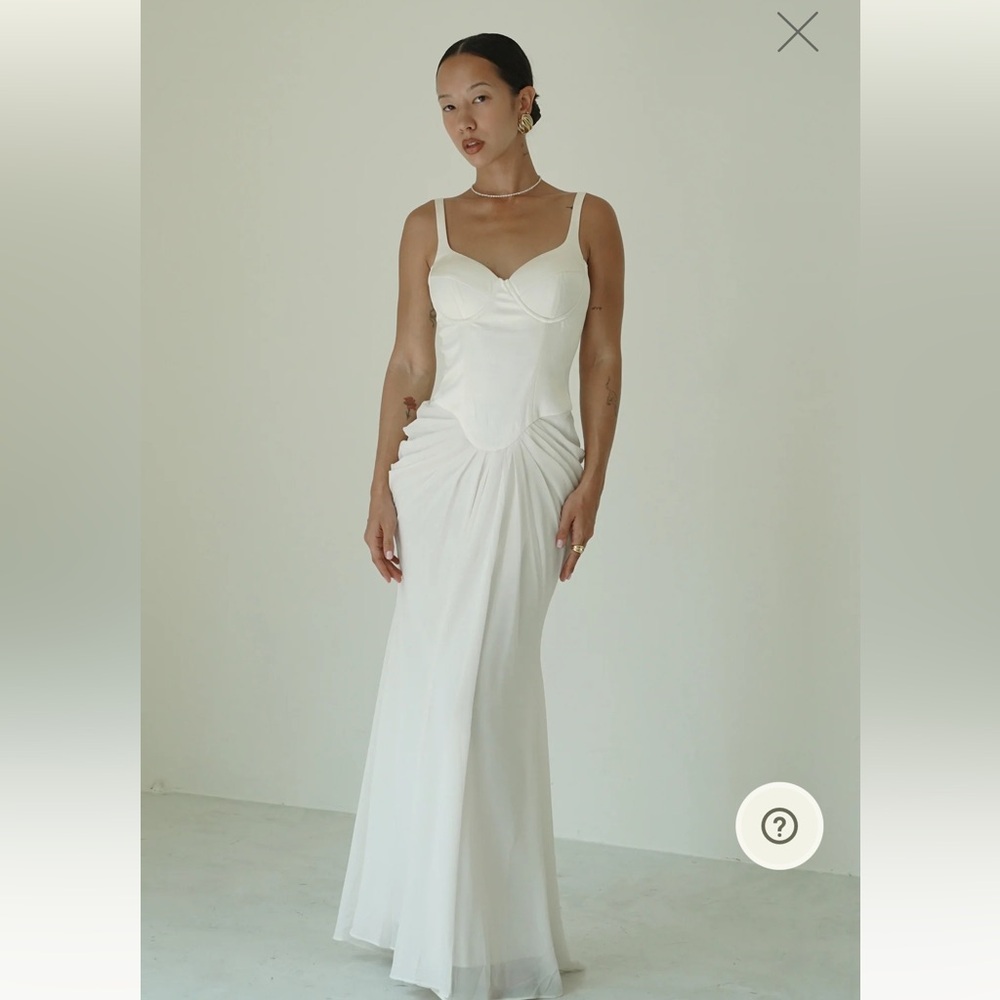Meshki Velvet Corset Maxi Dress - White